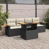 vidaXL 5tlg. Garten-Sofagarnitur mit Kissen Schwarz Poly Produktbild-Vorschau 2