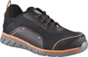 A studio shot of a black and orange safety shoe. Produktbild-Vorschau