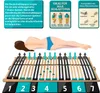 Diagram illustrating the features and benefits of a 7-zone slatted bed base, showing how it supports the body and is compatible with different mattress types. Produktbild-Vorschau