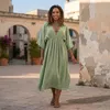 Boho Sommerkleid, Luftiges Langarm-Baumwollkleid mit Tiefem Produktbild-Vorschau 7