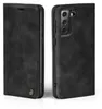A black flip cover case for a smartphone is shown from two angles. Produktbild-Vorschau
