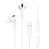 A pair of white stereo earphones with a lightning connector. Produktbild-Vorschau