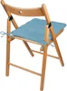 A light blue seat cushion on a wooden folding chair. Produktbild-Vorschau