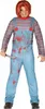 A person wearing a Chucky costume holding a knife. Podgląd zdjęcia produktu