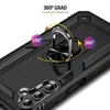 A close-up view of the back of a black phone case with a built-in ring holder. Produktbild-Vorschau