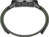 Side view of a smartwatch with a green paracord-style band. Produktbild-Vorschau