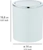 A white trash can with a silver rim and lid, shown with measurement indicators. Anteprima dell’immagine prodotto