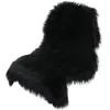A black faux fur rug is shown against a white background. Produktbild-Vorschau