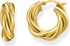 A pair of gold hoop earrings with a twisted design, presented against a white background. Náhled obrázku produktu
