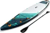 A stand-up paddleboard and paddle are displayed on a white background. Náhled obrázku produktu