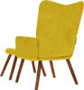 A yellow velvet armchair and ottoman are shown from the back. Náhľad obrázku produktu