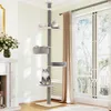 A cat tree is set up in a living room next to a window and a fireplace. Produktbild-Vorschau
