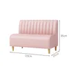 A pink sofa with wooden legs is shown against a white background with dimensions indicated. Anteprima dell’immagine prodotto