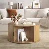 FABATO Runder Couchtisch mit Liftfunktion, geriffelter Produktbild-Vorschau 4
