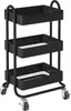 A black three-tier rolling cart with wheels. Voir les images du produit