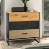 Kommode mit 3 Schubladen, schwarz mit Eiche und sandfarben, Produktbild-Vorschau 4