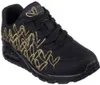 A black Skechers sneaker with gold heart detailing. Voir les images du produit