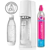 A white SodaStream machine with two bottles and a CO2 cylinder. Produktbild-Vorschau