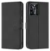 A black book-style phone case for a ZTE Blade V30 is shown open, revealing the inside and the camera cutout on the back. Produktbild-Vorschau