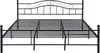 A black metal bed frame with a slatted base, shown from the front. Produktbild-Vorschau
