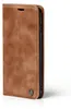 A brown flip cover phone case shown from the side. Produktbild-Vorschau