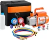 A vacuum pump kit for HVAC systems is laid out on a white background. Voir les images du produit
