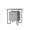 A modern nightstand with a cube-shaped drawer and black metal legs, presented on a white background. Produktbild-Vorschau