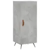 A tall, narrow cabinet with a concrete-like finish and a brown leather handle, standing on thin black legs. Anteprima dell’immagine prodotto