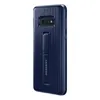 A dark blue Samsung phone case with a ribbed texture and a kickstand is shown against a white background. Produktbild-Vorschau