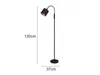 A black floor lamp with dimensions indicated. Produktbild-Vorschau