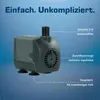 A water pump with descriptive text labels against a blue background. Produktbild-Vorschau