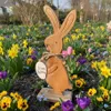 Holz Osterhase mit Osterei „Frohe Ostern“ – Natur pur für Produktbild-Vorschau 3