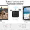 The image shows an OTT TV box connected to different types of TVs, illustrating its compatibility and setup. Náhled obrázku produktu