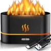 A black humidifier with a flame effect and USB cables. Voir les images du produit