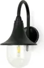 A black outdoor wall lamp with a clear glass shade and an exposed filament bulb, mounted on a white background. Náhled obrázku produktu