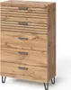 A tall, narrow chest of drawers with a wood-grain finish and black accents. Náhled obrázku produktu