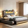 Lit tapissier INONEFT 140x200 cm avec LED et USB, lit Voir les images du produit 2