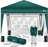 A green pop-up canopy tent and its accessories are displayed against a white background. Náhľad obrázku produktu