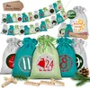 A collection of small fabric bags with numbers and Christmas-themed designs, arranged in rows and a larger group at the bottom, suggesting an advent calendar. Produktbild-Vorschau