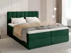 A green upholstered bed with white bedding and a beige throw blanket is shown in a bedroom setting. Produktbild-Vorschau