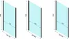 Three diagrams of shower cabin panels with dimensions indicated. Anteprima dell’immagine prodotto