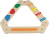 A wooden triangular balance beam toy with colorful steps and shapes. Produktbild-Vorschau