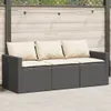 Möbel Gartensofa mit Kissen 3-Sitzer Schwarz Poly Rattan - Produktbild-Vorschau 1