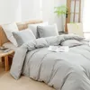 Bettwäsche-Set Baumwolle Hellgrau 220x240cm 3-teilig mit Produktbild-Vorschau 2