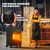 A woman in an apron stands next to a gas heater in a workshop setting. Anteprima dell’immagine prodotto