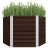 vidaXL Lit surélevé de jardin brun 129 x 129 x 77 cm Acier Voir les images du produit 5