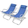 vidaXL Liegestühle 2 Stk. Stahl Blau -  Sonnenliegen Produktbild-Vorschau 2