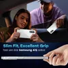 Two people in a car, one holding a phone with a clear case, and a close-up of a phone case. Produktbild-Vorschau
