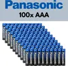 A large stack of Panasonic AAA batteries is shown, with the brand name and product quantity displayed prominently above. Produktbild-Vorschau