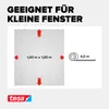 Marketing image showing a diagram of a window screen and its dimensions, along with a roll of material and the Tesa logo. Produktbild-Vorschau